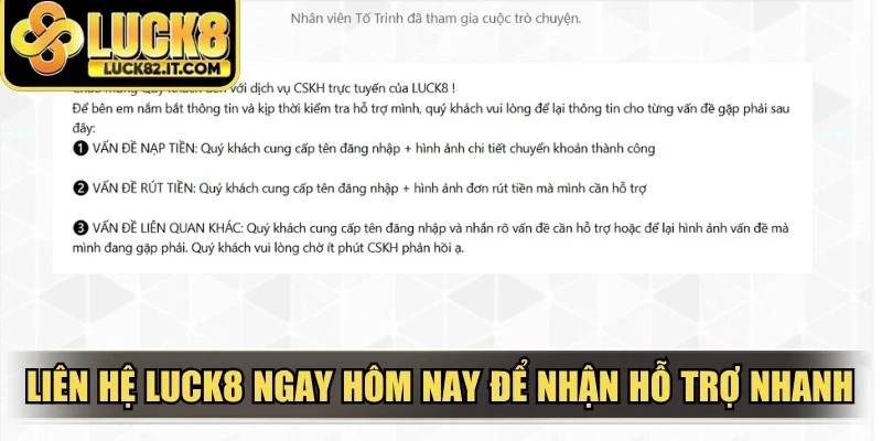 Liên hệ LUCK8 ngay hôm nay để nhận hỗ trợ nhanh từ bộ phận CSKH