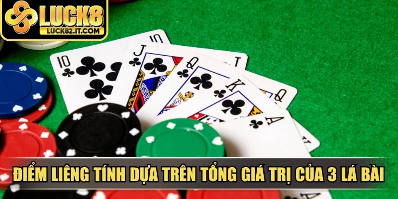 Điểm liêng tính dựa trên tổng giá trị của 3 lá bài mà người chơi đang sở hữu